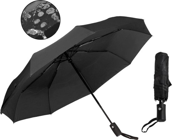 PD® - Automatische Mini Paraplu Opvouwbaar - Zwart - Mini Paraplu Handtas - Mini Paraplu Lichtgewicht - Miniparaplu