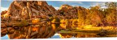 PVC Schuimplaat- Rotsen aan het Water bij Joshua Tree National Park - 150x50 cm Foto op PVC Schuimplaat