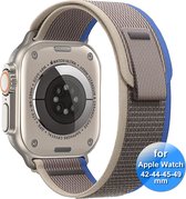 Smartwatchbandje geschikt voor Apple Watch 42/44/45/49 mm - Geschikt Voor Apple Watch Series SE , 1 , 2, 3, 4, 5, 6, 7, 8 en Ultra - Klittenbandsluiting - Grijs Blauw