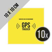Stickers "Voorzien van een ingebouwde GPS tracker" | 10 x 10 cm | Anti-diefstal | Navigatie | Volgsysteem | Dieven afschrikken | Set van 10 stuks | Geel | met pelrand