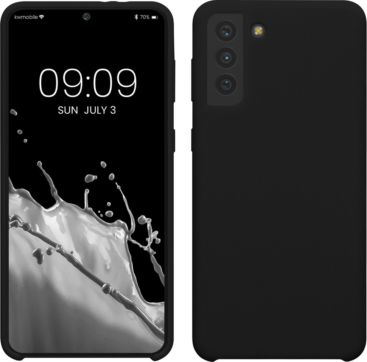 kwmobile telefoonhoesje geschikt voor Samsung Galaxy S21 Plus - Hoesje met siliconen coating - Smartphone case in zwart
