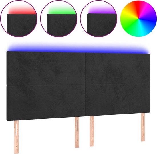 vidaXL-Hoofdbord-LED-200x5x118/128-cm-fluweel-zwart