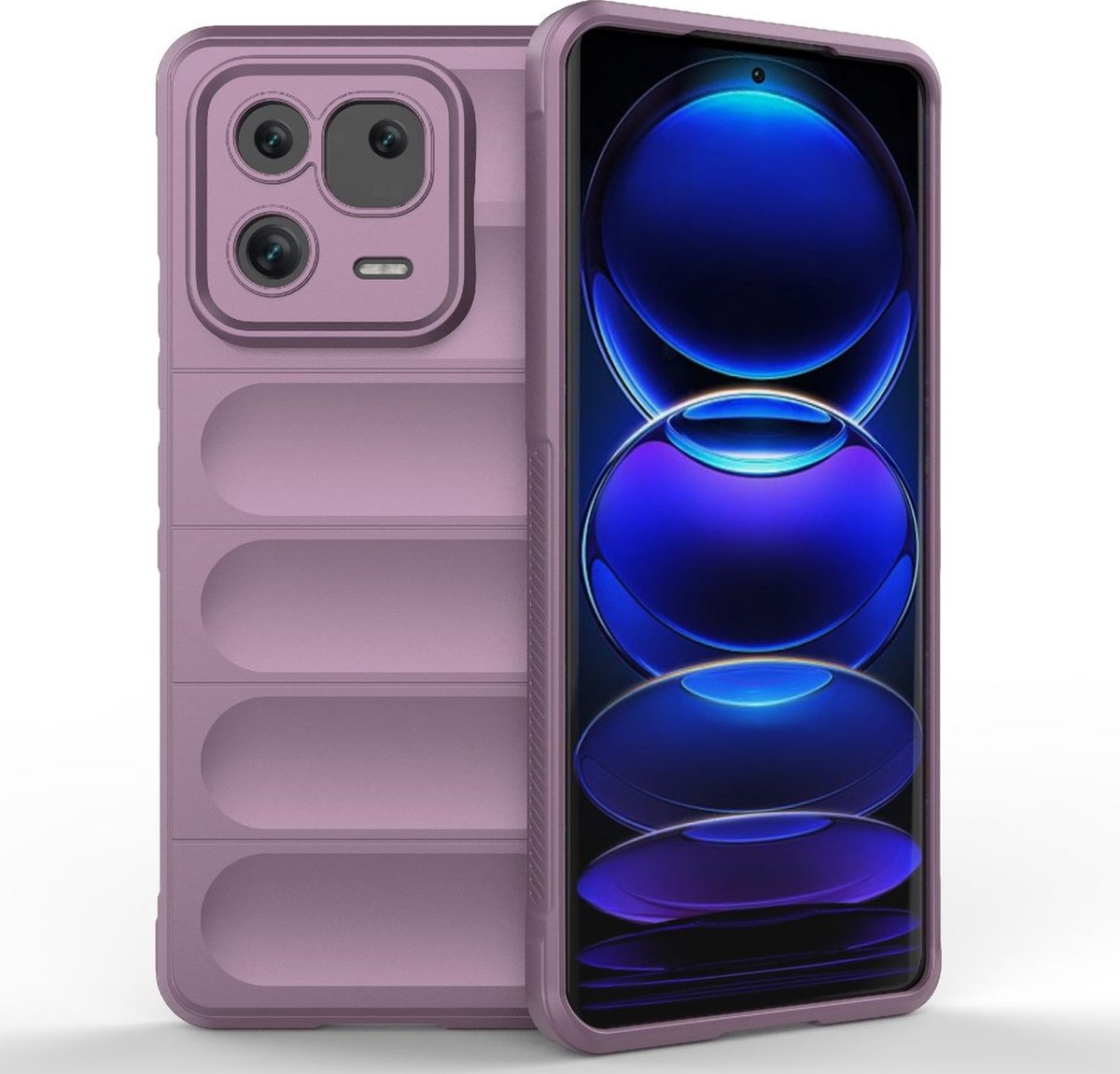 Mobigear Hoesje geschikt voor Xiaomi 13 Pro Telefoonhoesje Flexibel TPU | Mobigear Bumpy Backcover | 13 Pro Case | Back Cover - Paars