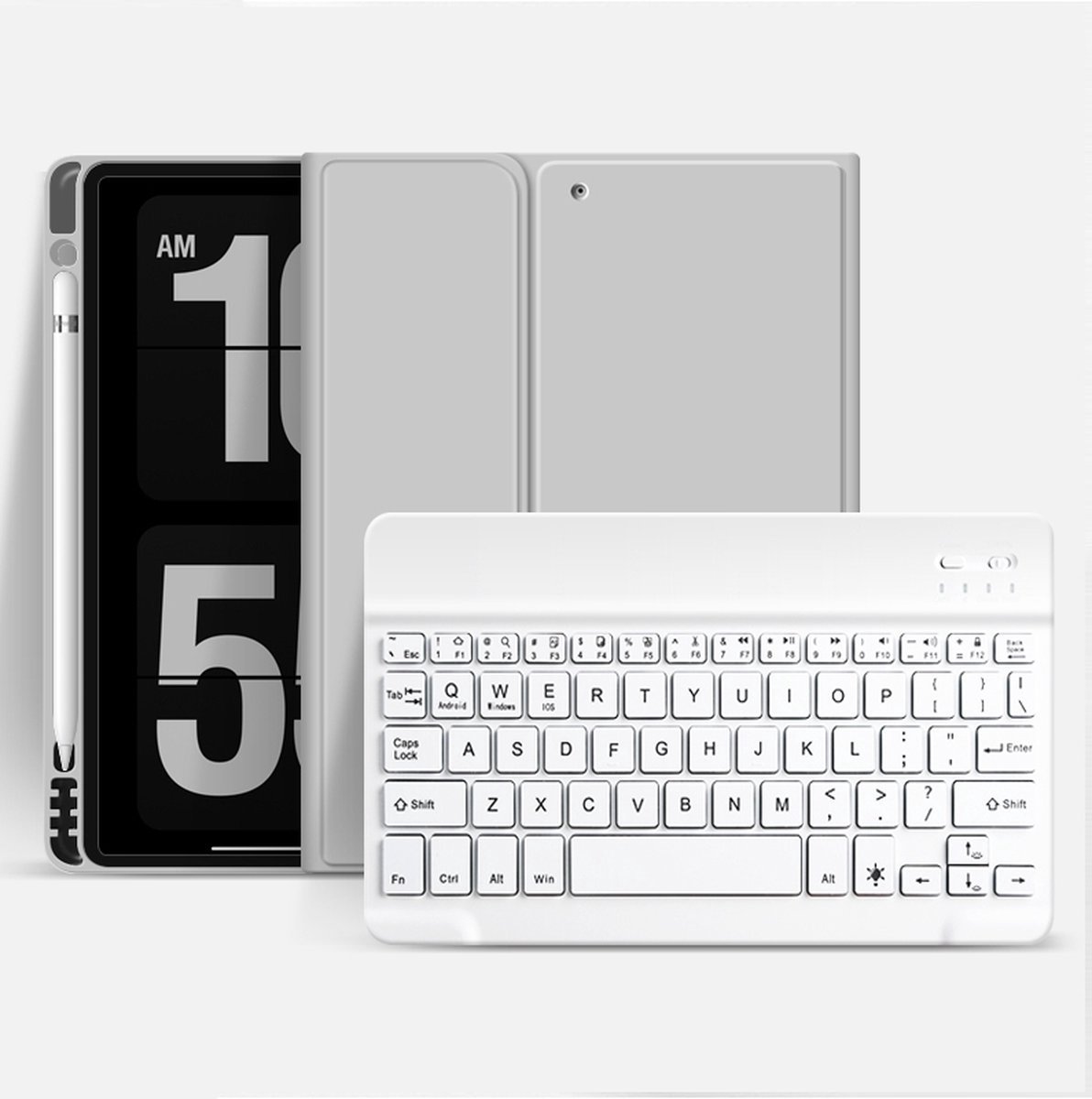HOU Toetsenbord voor iPad 10 generatie, cover iPad 10 generatie met toetsenbord, shortcut, ultra dun, Italiaanse lay-out, magnetisch opladen, Bluetooth-verbinding met toetsenbord voor iPad 10, wit HOU Toetsenbord voor iPad 10 generatie, cover iPad 10 generatie met toetsenbord, shortcut, ultra dun, Italiaanse lay-out, magnetisch opladen, Bluetooth-verbinding met toetsenbord voor iPad 10, wit