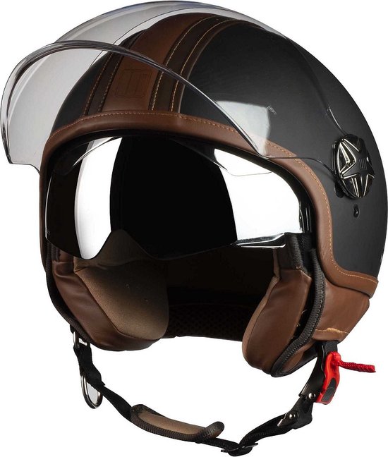 Casque Moto Demi- Jet Vintage, Retro Casque Moto Bol ECE Homologué