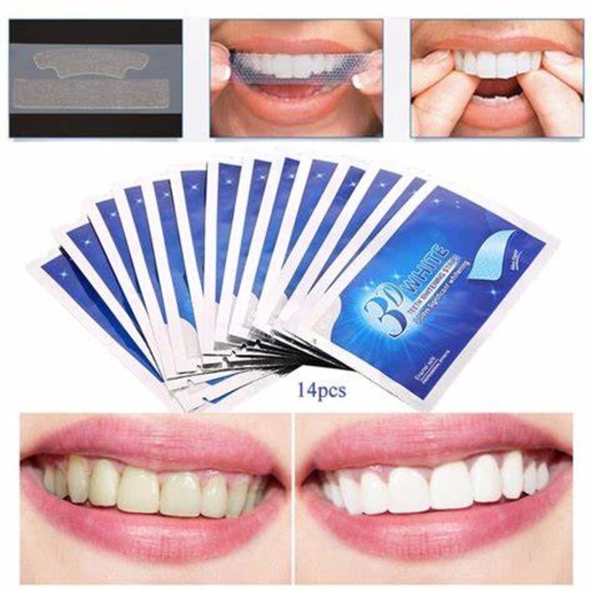 Tanden Bleken met 14 Sets Whitening Strips - Tandenbleekset met Bamboe Tandenborstel - Tanden Bleekstrips - Valentijn cadeautje voor haar vrouw