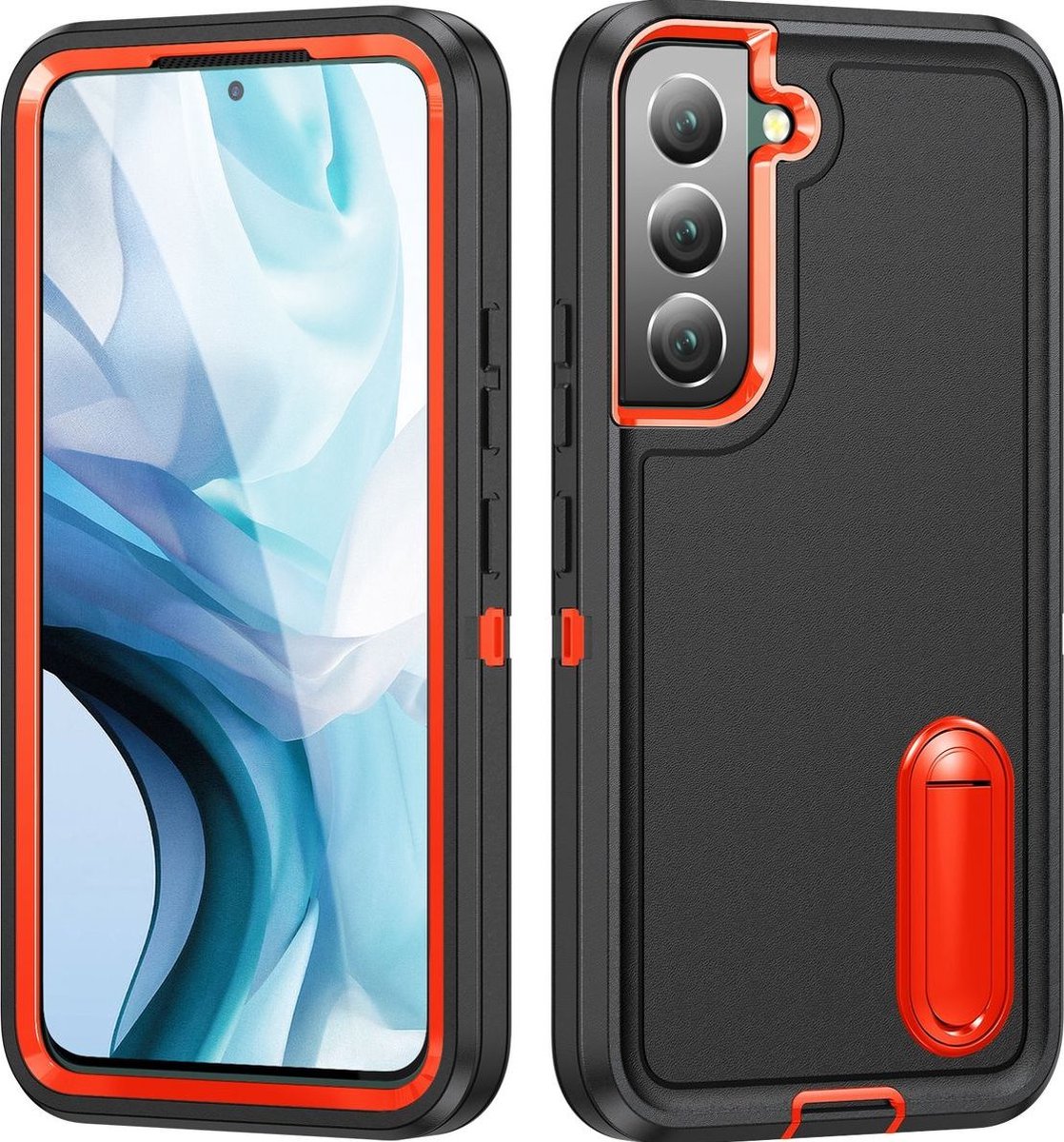 Mobigear Hoesje geschikt voor Samsung Galaxy S23 Plus Telefoonhoesje Hardcase | Mobigear Rugged Stand Backcover Shockproof met Standaard | Schokbestendig Galaxy S23 Plus Telefoonhoesje | Anti Shock Proof - Zwart