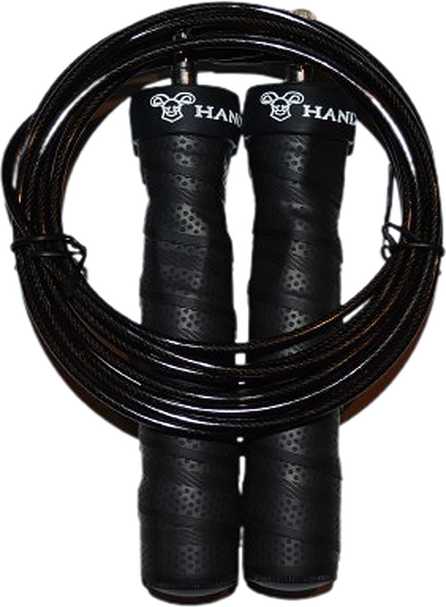 Hands of Stone - Premium Speed Rope - Verstelbaar Sport Springtouw - Jump Rope - 3 Meter lang - Voor Volwassenen en Kinderen - Voor alle Niveau's - Inclusief Opbergzak - Zwart
