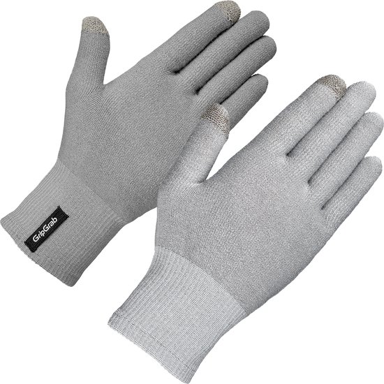 GripGrab - Merino Wool Liner Handschoenen Fiets Onderhandschoenen Touchscreen Fietshandschoenen met Merinowol - Grijs - Unisex - Maat XS/S
