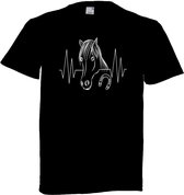 Grappig T-shirt - hartslag - heartbeat - paard - pony - hoefijzer - paardenliefhebber - paardrijden - manege - maat S