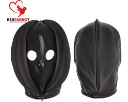 BDSM Masker met rits - Gesloten of open - Bivakmuts - Leder - One size