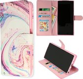 Casemania Hoesje Geschikt voor Samsung Galaxy A34 5G met Marmer Twist Print - Portemonnee Book Case - Kaarthouder & Magneetlipje