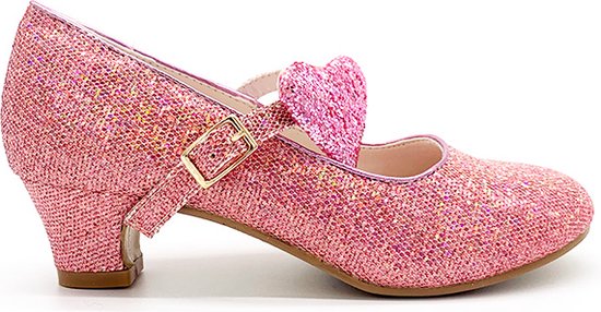 Roze glitter prinsessenschoenen hartje - maat 32 verkleedschoenen met hakken... | bol.com