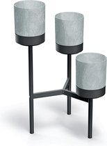 Prosperplast - Bloempot / Bloemstandaard - 3 potten - 54cm x 49 x 80.5cm - Metalen Frame (Beton) Grijs