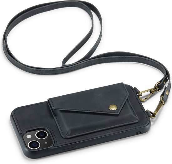 iPhone 14 Plus Case Portemonnee, Retro Shockproof PU Lederen Strap Flip Case met Magnetische Sluiting, [RFID-blokkering] Kaarthouder Kickstand Mannen Vrouwen voor iPhone 14 Plus, Lake Blue
