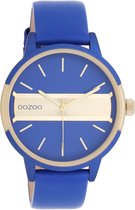 OOZOO Timepieces - Blauw/champagne horloge met blauwe leren band - C11154