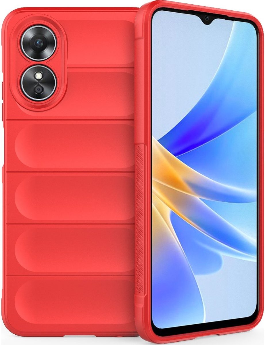 Mobigear Hoesje geschikt voor OPPO A17 Telefoonhoesje Flexibel TPU | Mobigear Bumpy Backcover | A17 Case | Back Cover - Rood