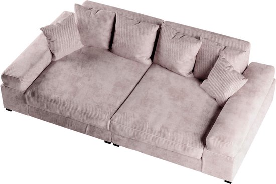 Canapé Big Sofa Couch - Tissu Fatguy Pink Velours Côtelé Rose - Canapé large  - Assise... | bol.com