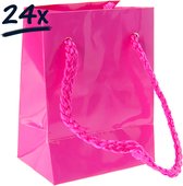 24st stevige draagtassen papier (7x10)+5cm cadeautasje zak gift bag verpakking gedraaid koord greep