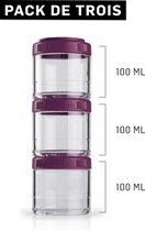 BLENDERBOTTLE - GoStak PAARS (3 x 100ml) - Handige container om je supplementen, wat groente of snacks in te bewaren en gemakkelijk en veilig in je tas, sporttas of rugzak te toen.
