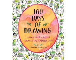 Omslag van 100 Days of Drawing (Guided Sketchbook): Sketch, Paint, and Doodle Towards One Creative Goal