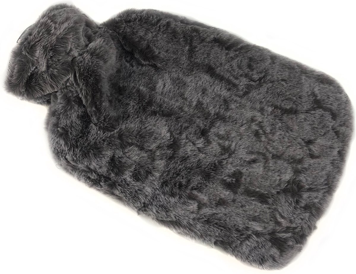 Goedkoopste Tragar warmwaterkruik kruik met polyester hoes 2 liter 34 x 20 x 2 cm grijs - pluizig en zachte hoes - natuurlijk rubber