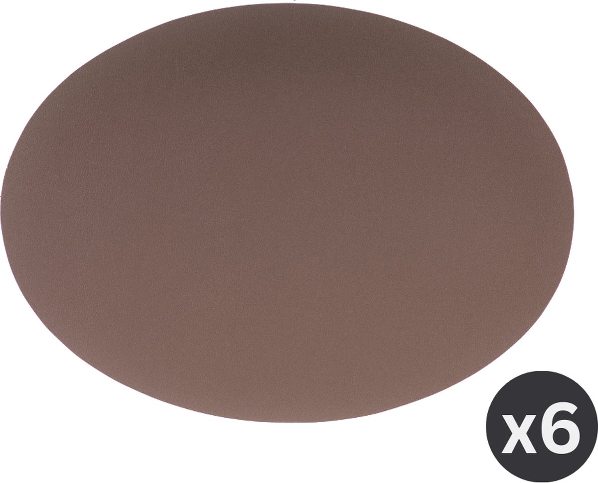Placemat Togo ovaal - kunststof - SET/6 - bruin - 33x45cm