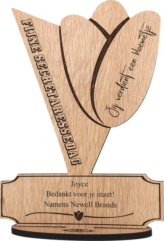 Secretaressedag Cadeau Gepersonaliseerd | Geschenk Bedankt Secretaresse | Houten Wenskaart | Kaart van Hout | 17.5 x 25 cm