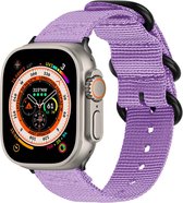 iMoshion Bandje Geschikt voor Apple Watch Bandje Series 1 / 2 / 3 / 4 / 5 / 6 / 7 / 8 / 9 / SE / Ultra (2) - 42 / 44 / 45 / 49 mm - iMoshion Nylon band - Paars