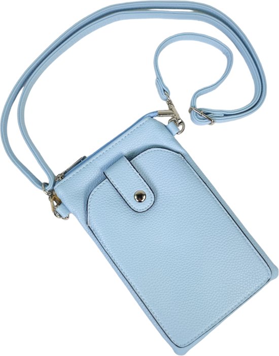 Flora&Co - Paris - Handig Crossbody hand/telefoontasje voor mobiel - gsm - licht blauw