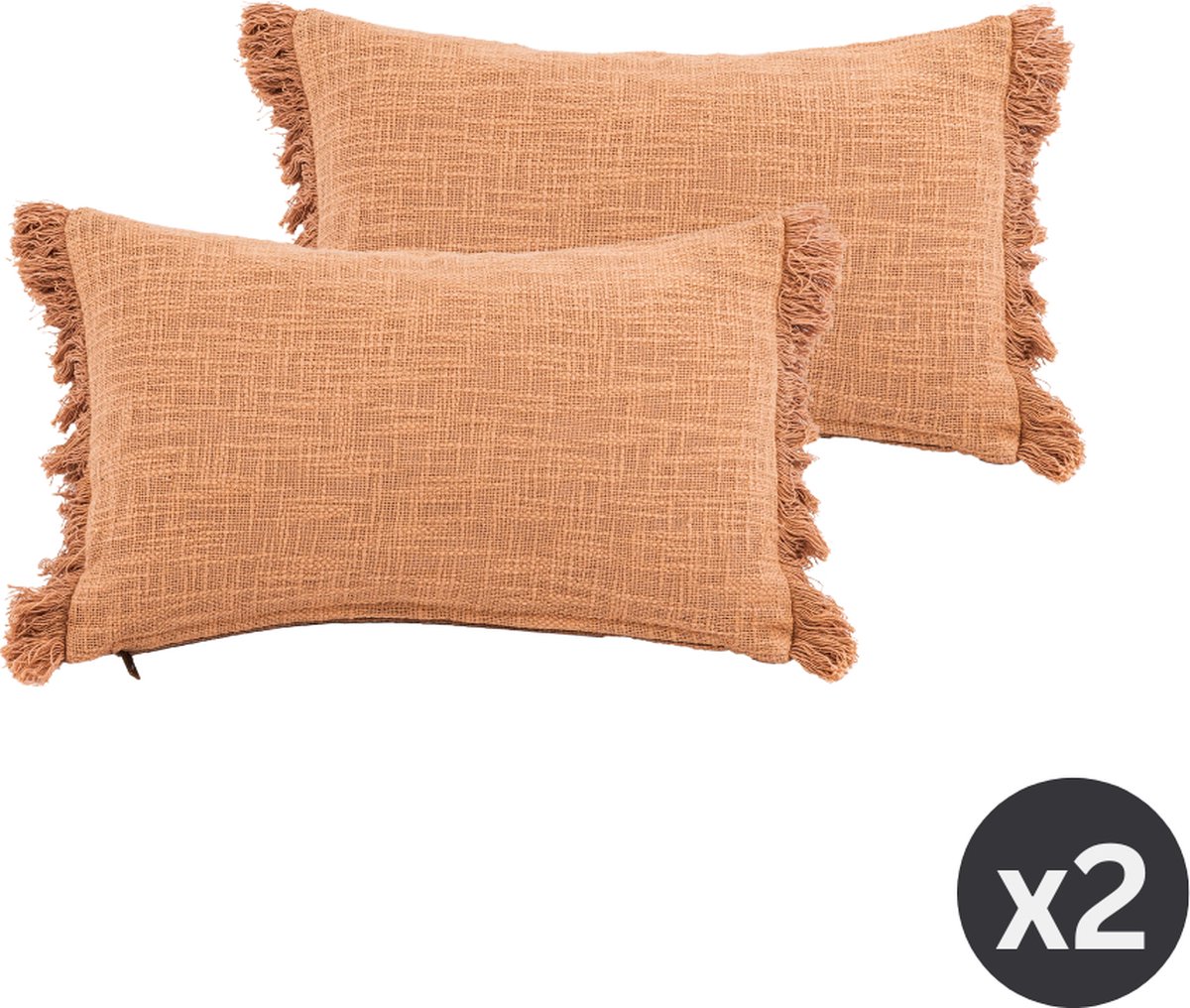 Tiseco Kussen (gevuld) COTTON SLUB SOLID, SET/2, 30x50cm, indian tan