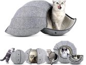 Kattenmand multifunctioneel – Kattenspeelgoed speeltunnel kattenhuis – kattenhol rond kattenspeeltjes kattentunnel - cat cave donut - grijs vilt