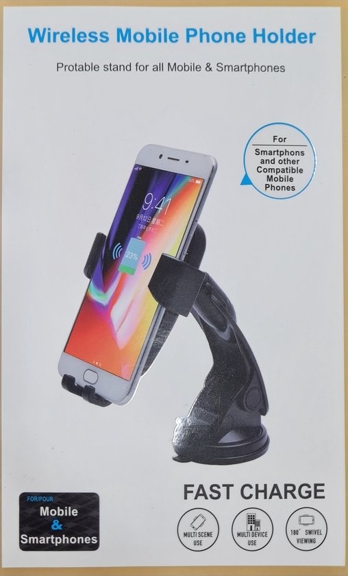 ALAFLY Magnetische Auto Telefoonhouder [15W Draadloze Oplader] [Vacuüm Zuignap] 360° Verstelbare & Opvouwbare Autohouder voor Dashboard/Voorruit/Glad Oppervlak [Compatibel met MagSafe