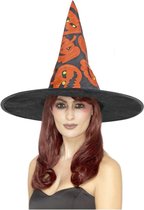 Smiffy's - Witch & Spider Lady & Voodoo & Dark Religion Costume - Witch Of Pumpkinland Hat - Orange, Noir - Taille unique - Halloween - Déguisements