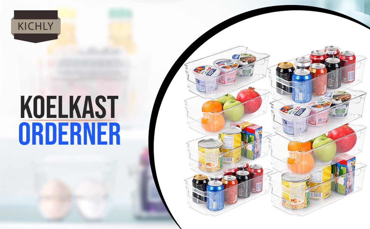 YSR- Opberbakken Bijkeuken (Transparant) - Set van 8 containers (4 grote en 4 kleine opbergbakken) Opslag voor keuken, bijkeuken, kasten, aanrecht en koelkast - BPA-vrij