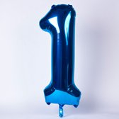 Cakesmash cijfer folie ballon 1 met een hoogte van 35 cm blauw - 1e - eerste verjaardag - cakesmash - cijfer - folie ballon