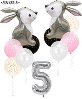 Snoes Bosdier Konijn Sweet Rabbit Ballonnen Set 5 Jaar - Verjaardag Versiering - Kinderfeestje