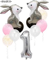 Snoes Bosdier Lapin Sweet Rabbit Set de Ballons 1 An - Décoration d'Anniversaire - Fête d'Enfants