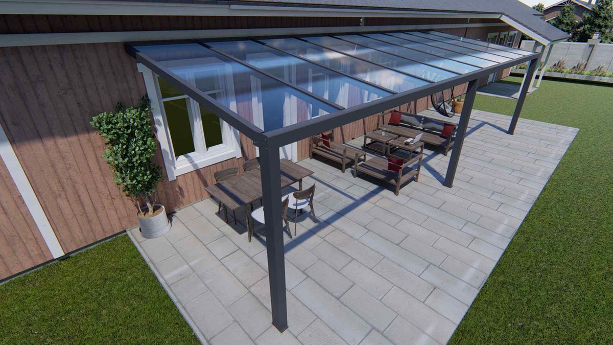 Benelux Veranda 8,20 mt x 2,90 mt – Anthracite – Glass - inclusief montage