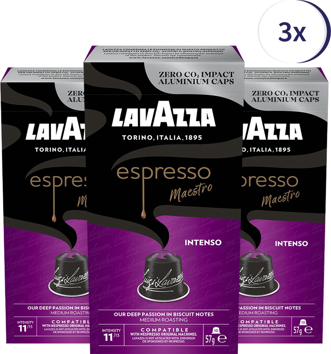 Lavazza Espresso Intenso Nespresso compatibel capsules - 10 stuksx3
