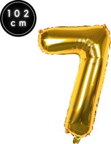 Fienosa Cijfer Ballonnen - Nummer 7 - Goud Kleur - 101 cm - XL Groot - Helium Ballon - Verjaardag Ballon