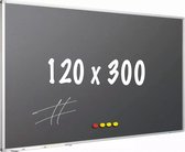 Krijtbord PRO - Magnetisch - Schoolbord - Eenvoudige montage - Geëmailleerd staal - Grijs - 120x300cm