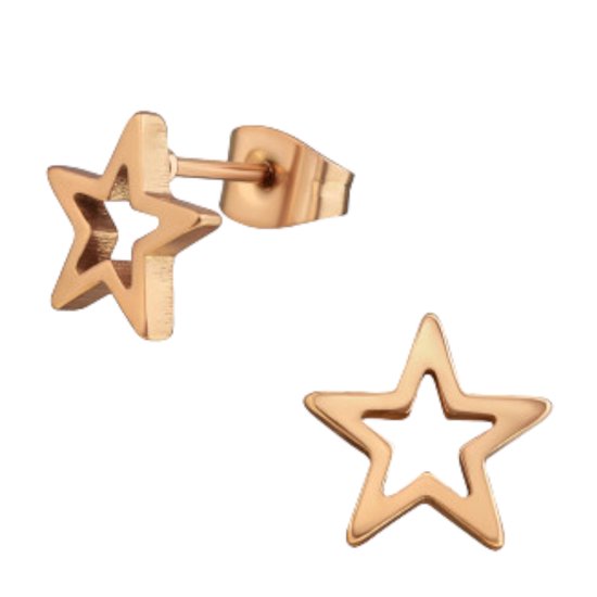 oorbellen - oorstekers - chirurgisch staal - ster - rosé goud kleurig