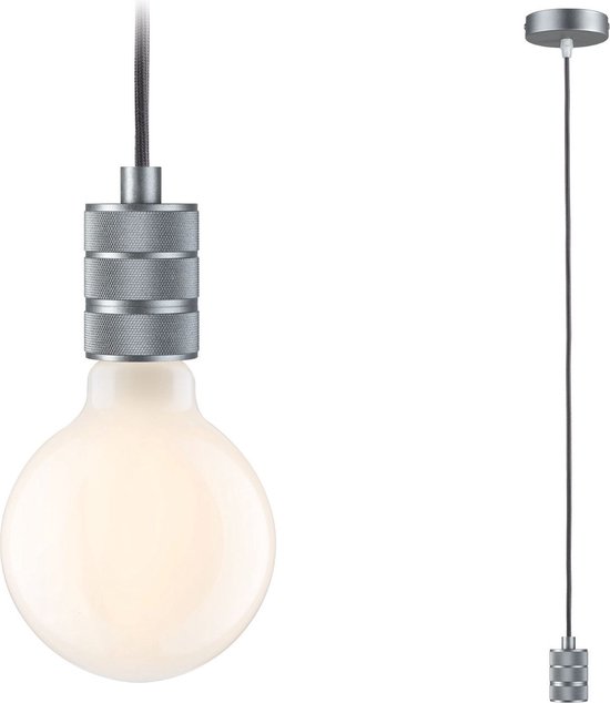 Hanglamp retro Tilla - E27 - metaal - textielkabel - alu