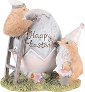 Clayre & Eef Beeld Kuikentje 12 cm Grijs Bruin Polyresin Happy Easter Woonaccessoires