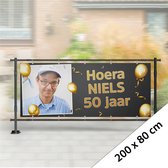 Spandoek Abraham Ballon 200 x 80 cm (Met eigen naam en foto)