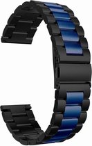 Strap-it Stalen schakel bandje 22mm - RVS bandje geschikt voor Samsung Galaxy Watch 46mm / Galaxy Watch 3 45mm / Gear S3 Classic & Frontier - Amazfit GTR 47mm / GTR 2 / GTR 3 - Pro - OnePlus Watch - zwart/blauw