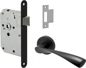 Deurklink Luca - Zwart - Ø50mm + Insteekslot (Inclusief Vierkante Sluitplaat) - Mat zwarte deurkruk
