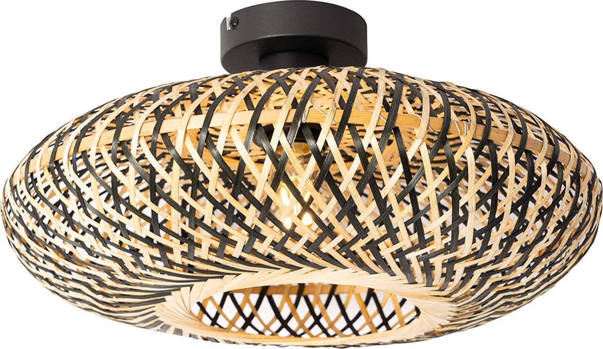 QAZQA ostrava - Oosterse Plafondlamp - 1 lichts - Ø 40 cm - Zwart - Woonkamer | Slaapkamer | Keuken - QAZQA