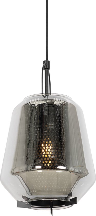 QAZQA kevin - Art Deco Hanglamp - 1 lichts - Ø 23 cm - Grijs - Woonkamer | Slaapkamer | Keuken